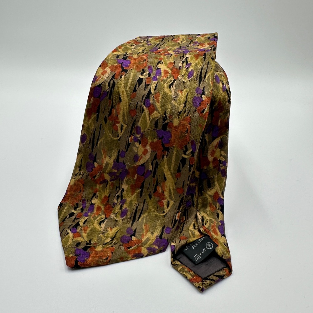 Vintage Ermenegildo Zegna Tie Mens OS Abstract Floral Silk Italian Old Money